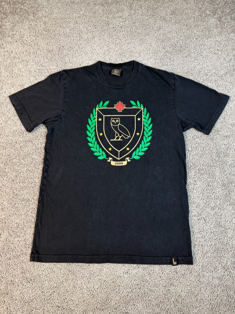 October's Very Own Shirt Mens Small Black Owl Crest Maple Leaf Graphic Tee